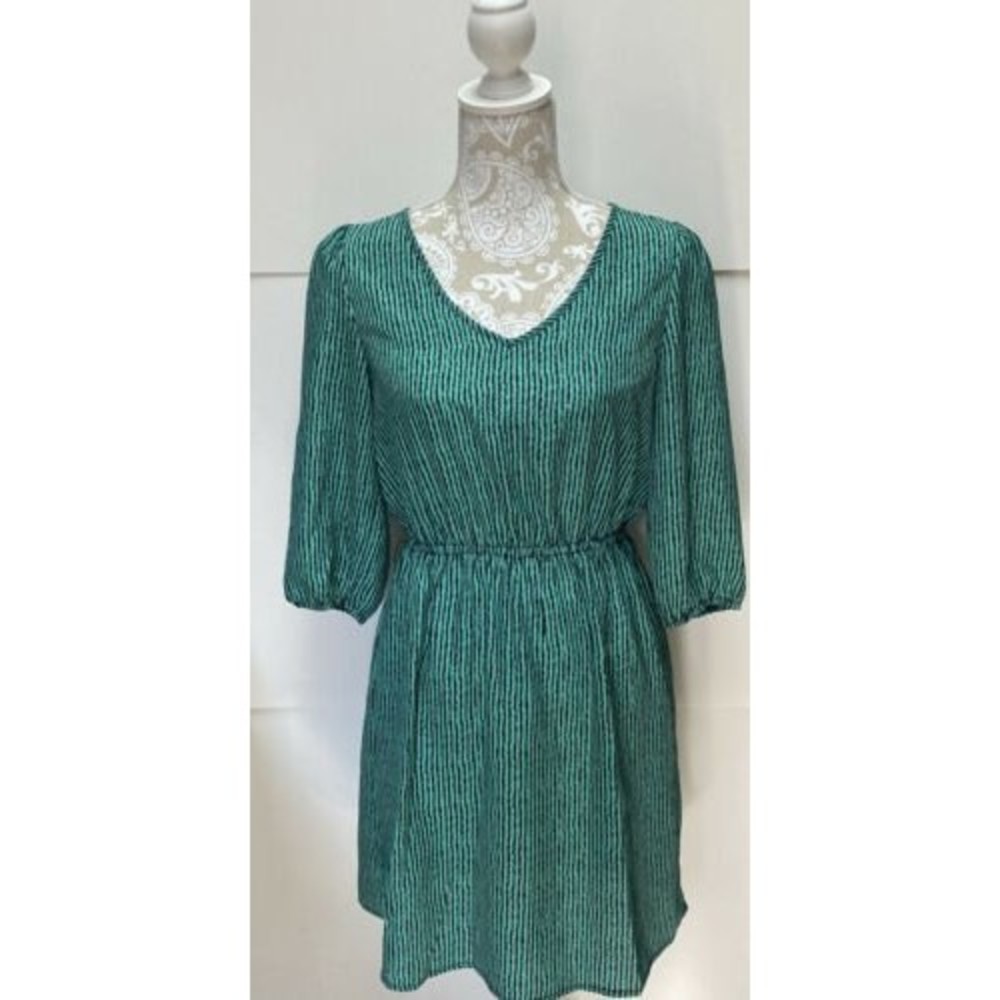 BeBop Fit & Flare 3/4 Sleeve Dress Junior's Sz M Black & Teal Great‎ Condition